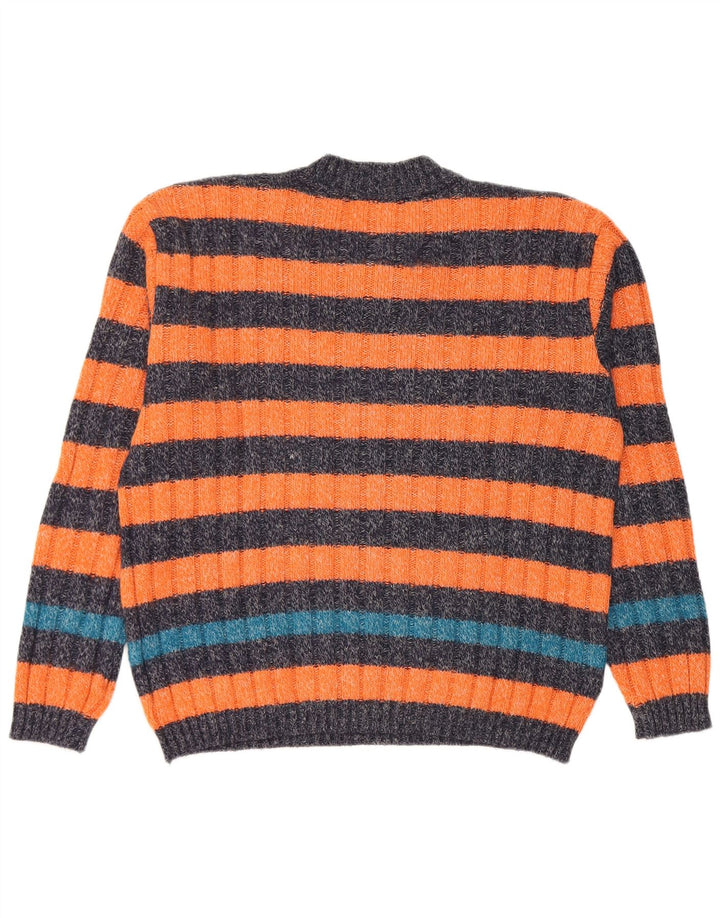 Levi's Herren-Pullover mit V-Ausschnitt, klein, orange gestreift, Alpakawolle