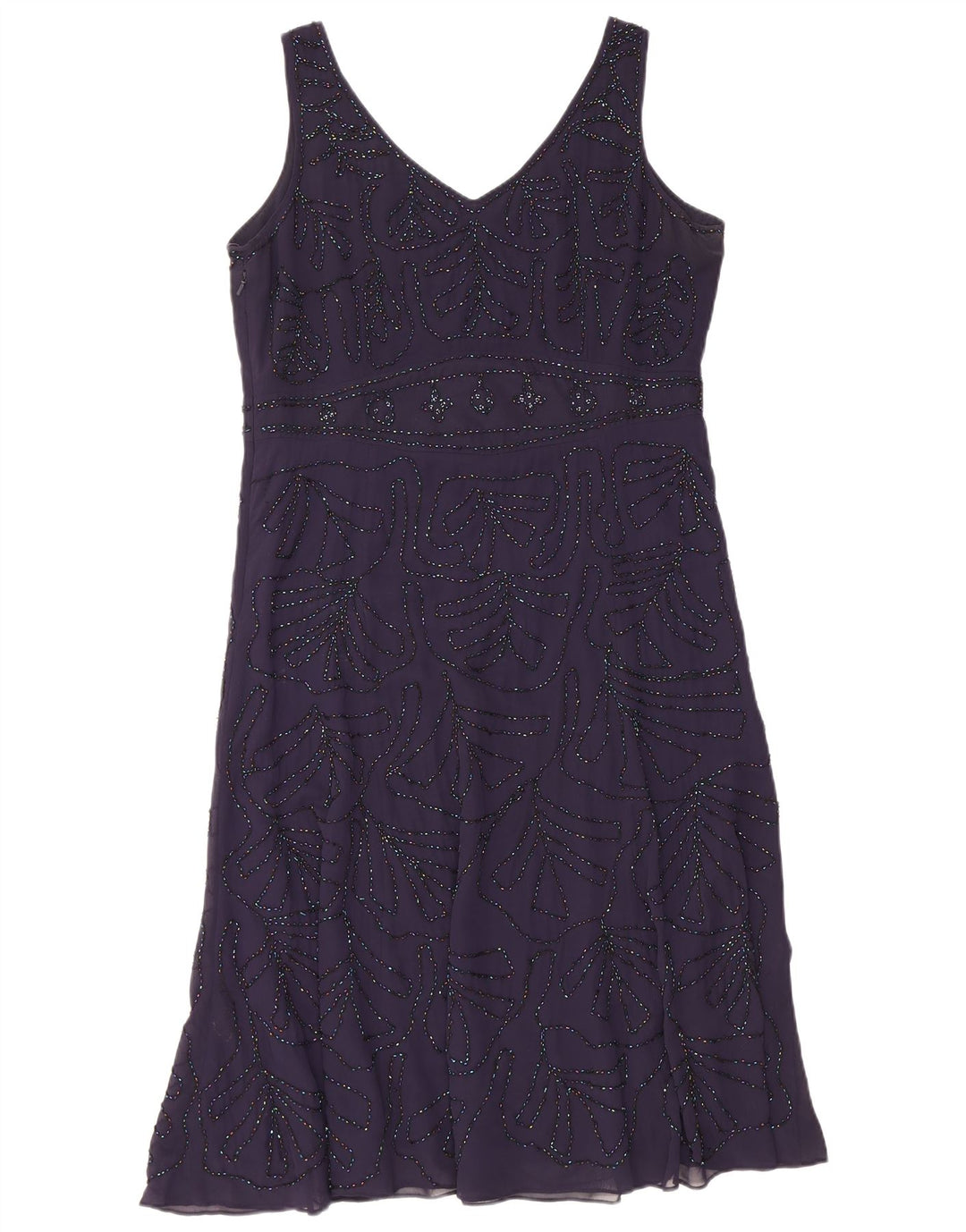 Marks & Spencer Damen Ärmelloses A-Linien-Kleid UK 16 Large Lila Polyester