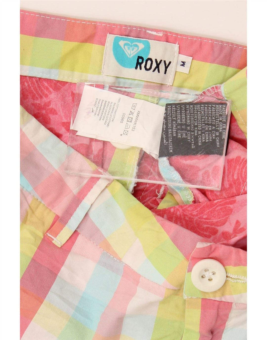 Roxy Damen Hotpants Medium W30 Mehrfarbige Gingham-Baumwolle