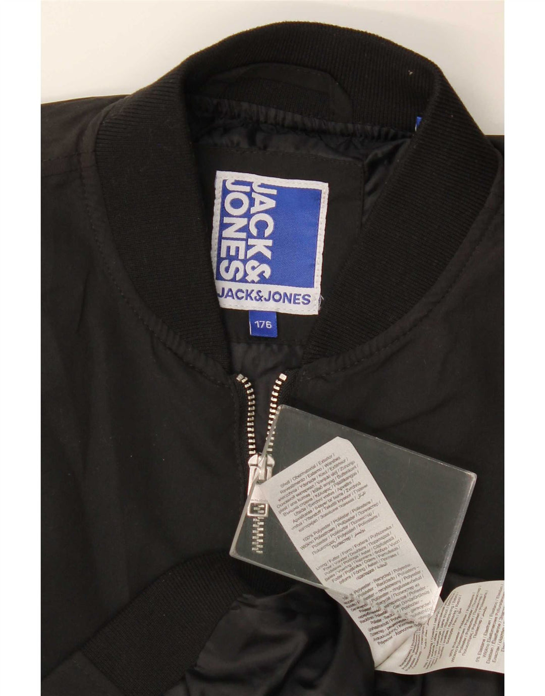 Jack & Jones Bomberjacke für Jungen, 15–16 Jahre, schwarzes Polyester