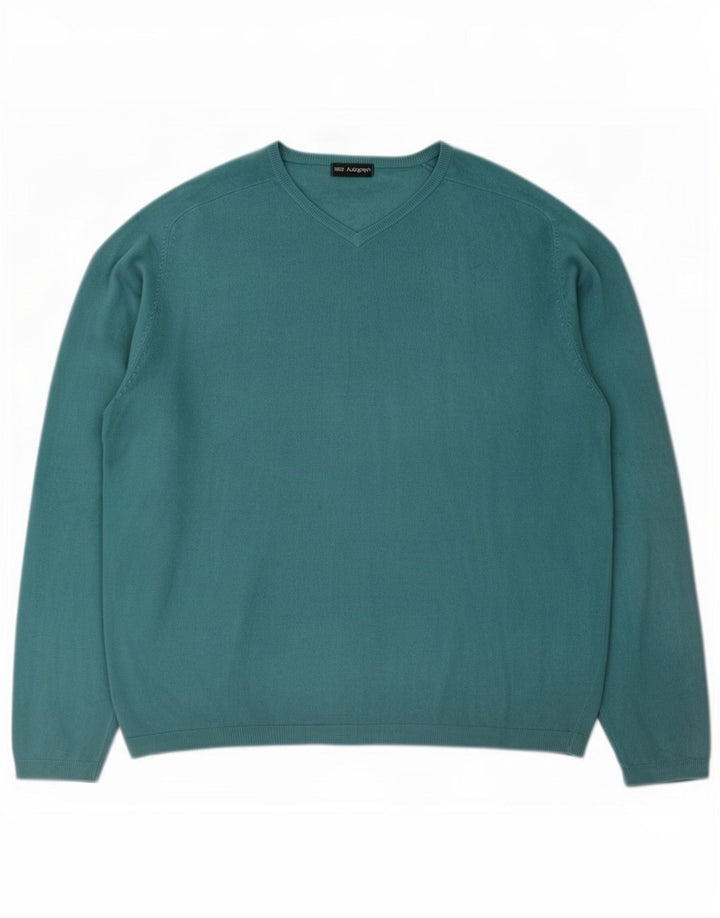Marks & Spencer Herren-Pullover mit V-Ausschnitt, XL, grünes Acryl