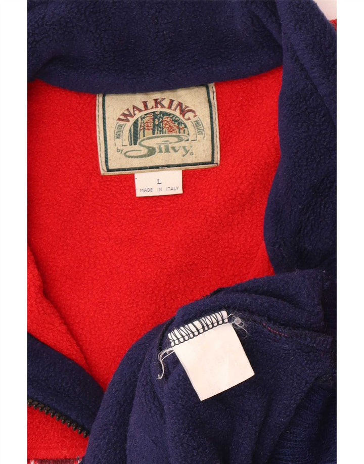 Silvy Herren-Fleecepullover mit Reißverschluss am Hals, großes rotes geometrisches Polyester