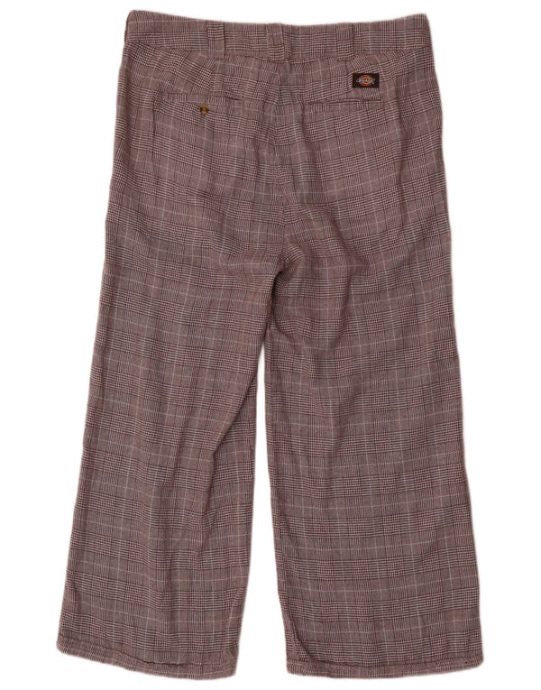 Dickies Damen-Hose mit entspannter Passform, kurz geschnitten, US 14, XL, W34, L26, braun kariert