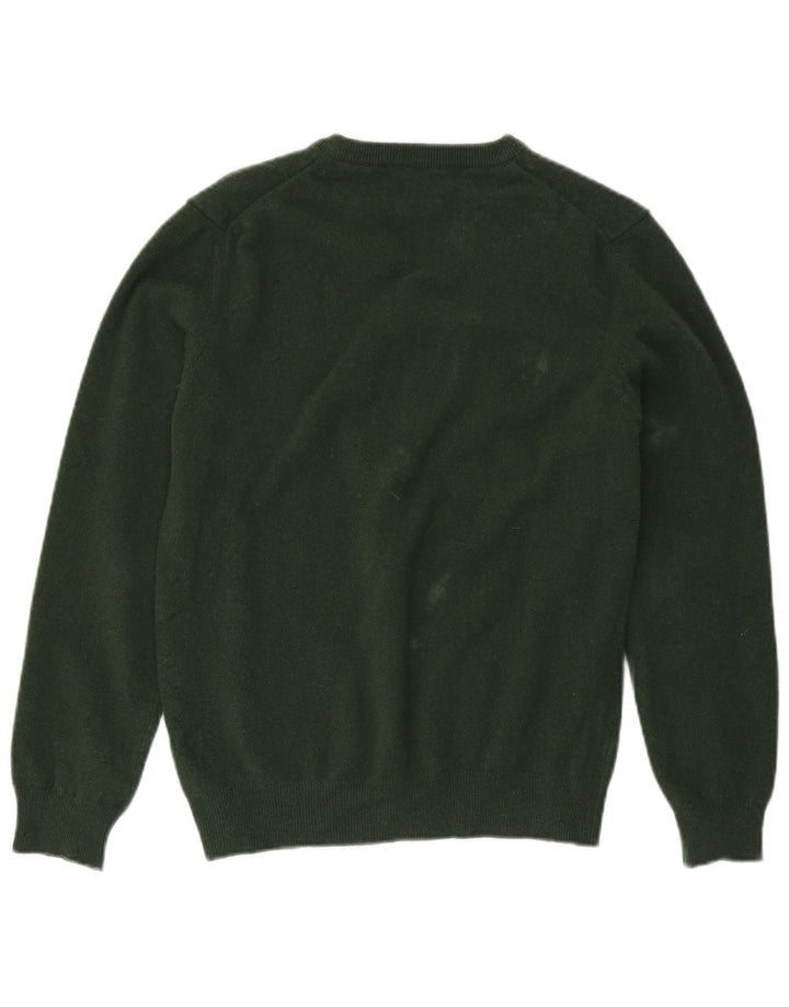 Gant Herren-Pullover mit V-Ausschnitt aus mittelgrüner Lammwolle