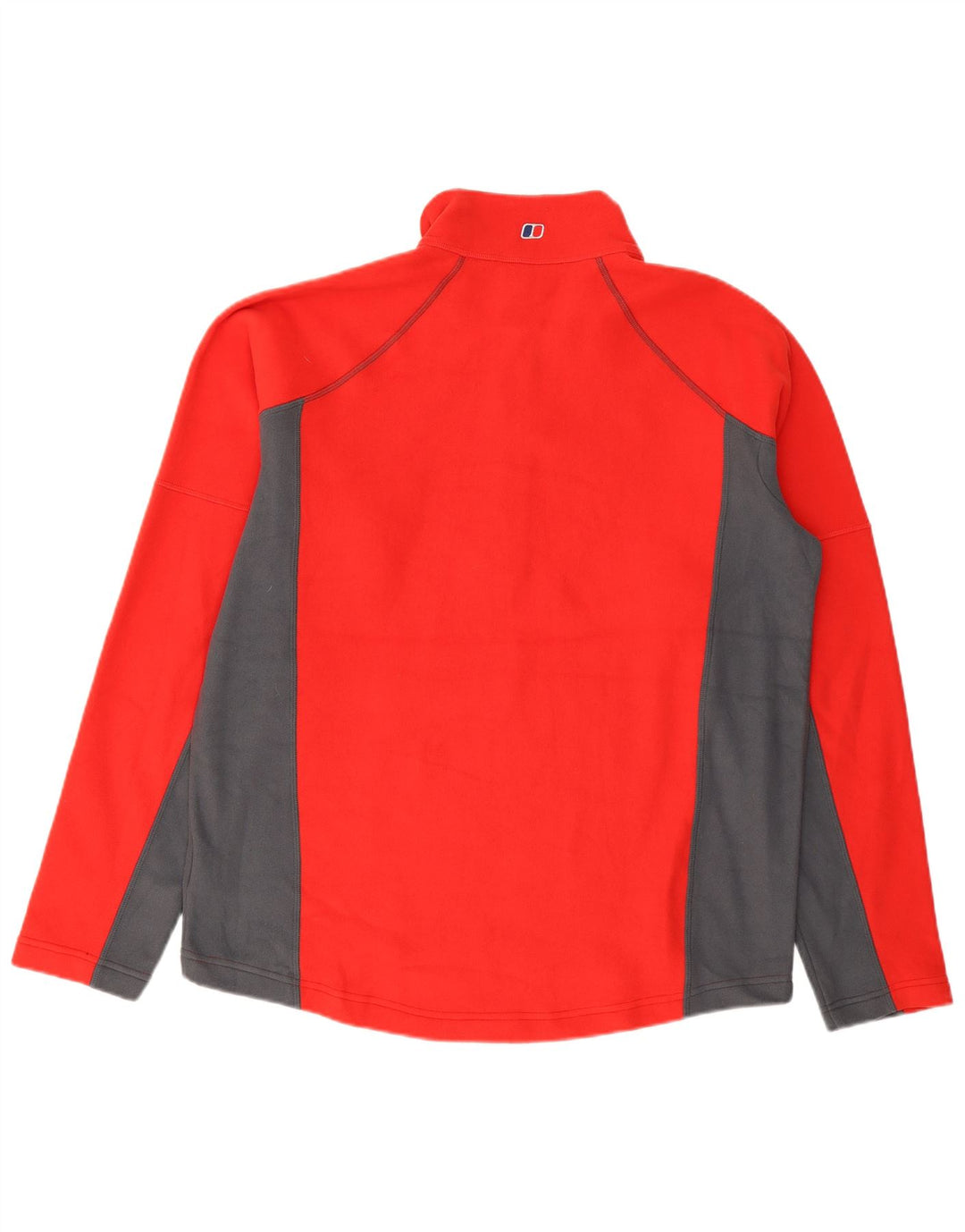 Berghaus Herren-Fleecepullover mit Reißverschluss am Hals, großes rotes Farbblock-Polyester