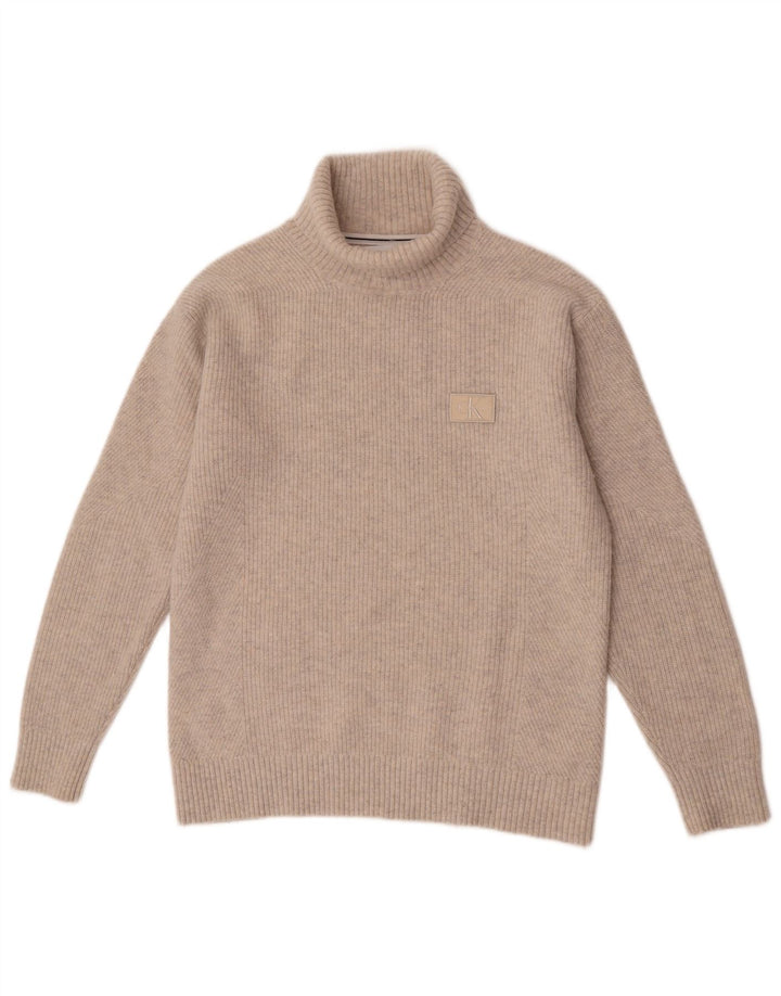 Calvin Klein Jeans Herren-Pullover mit Rollkragen, mittelbeige Wolle