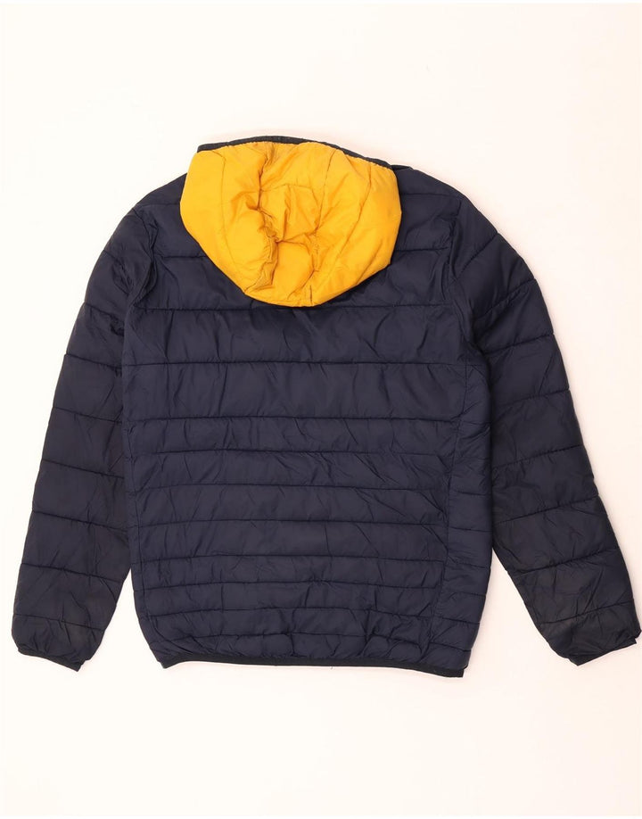 Jack & Jones wattierte Herrenjacke mit Kapuze, UK 38, Mittel, Marineblau, Farbblock