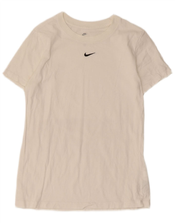 Nike Damen T-Shirt Top UK 10 Small Weiße Baumwolle