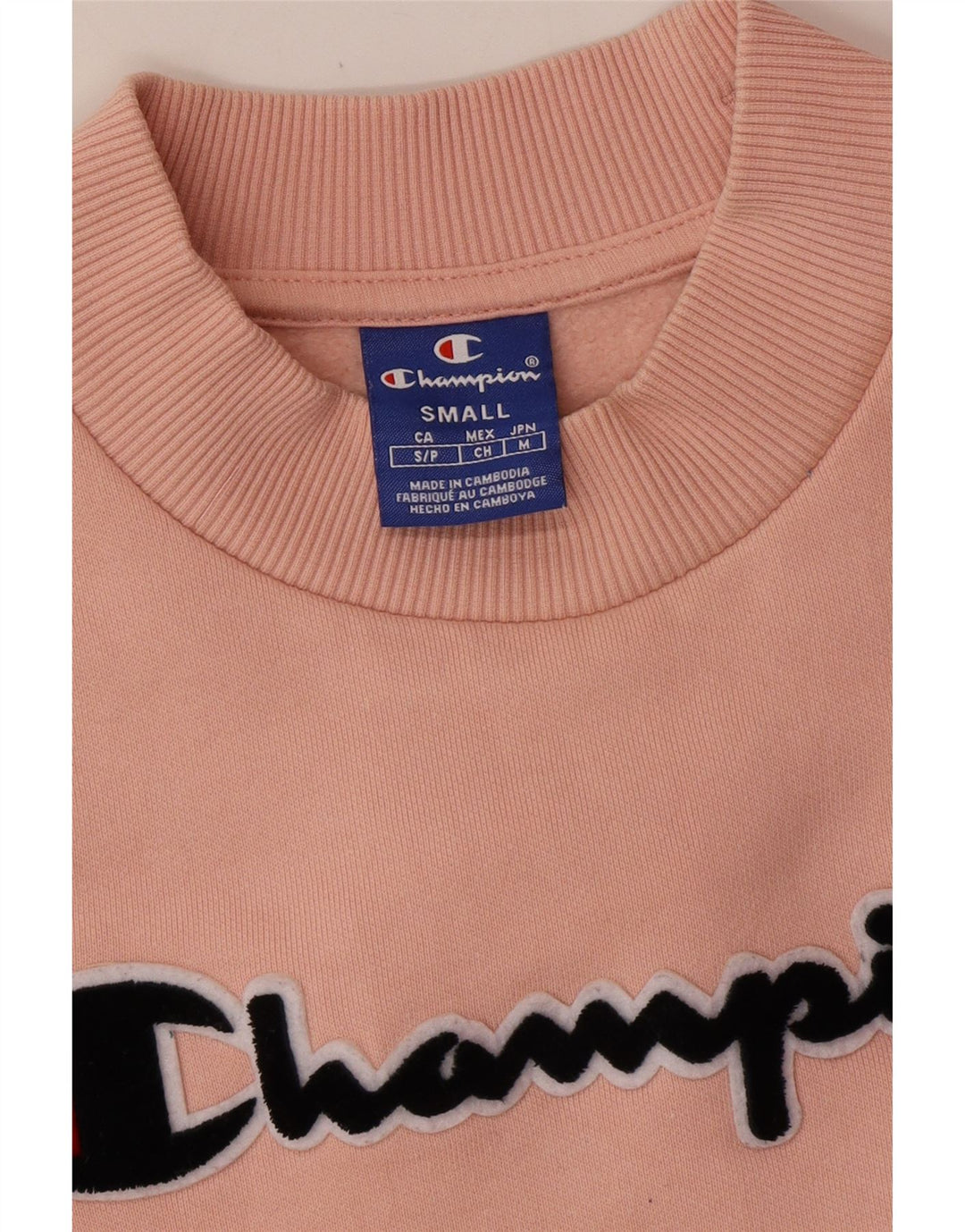 CHAMPION Damen Crop Graphic Sweatshirt Pullover UK 10 Small Pink