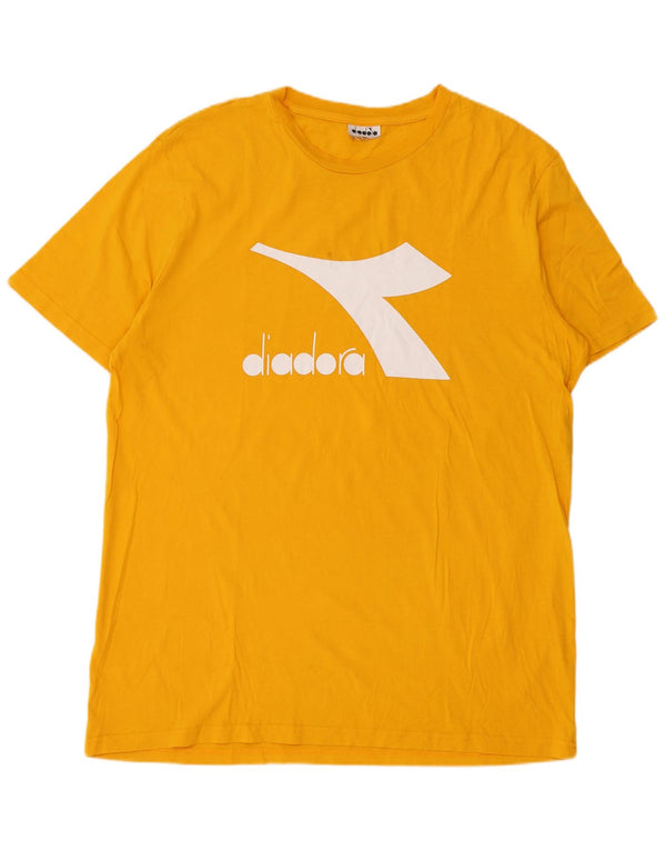 Diadora Herren-T-Shirt mit Grafik, Größe L, Gelb