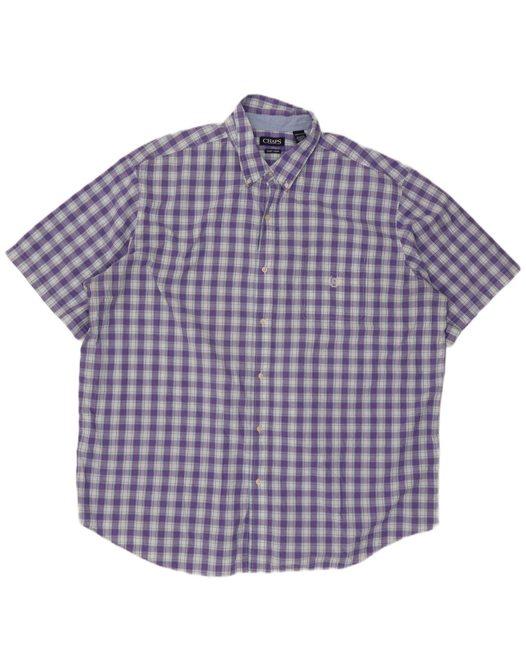 Chaps Herren-Kurzarmhemd 3XL, lila kariert, Baumwolle