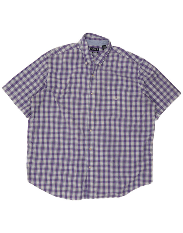 Chaps Herren-Kurzarmhemd 3XL, lila kariert, Baumwolle