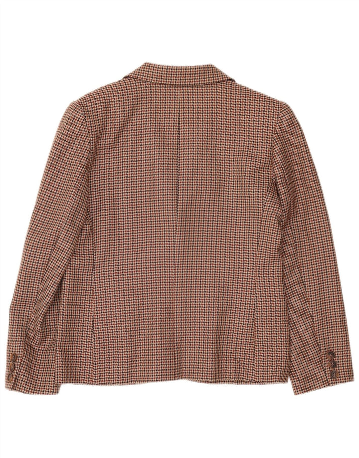 LUISA SPAGNOLI Womens Blazer Jacket IT 44 Medium Brown Houndstooth