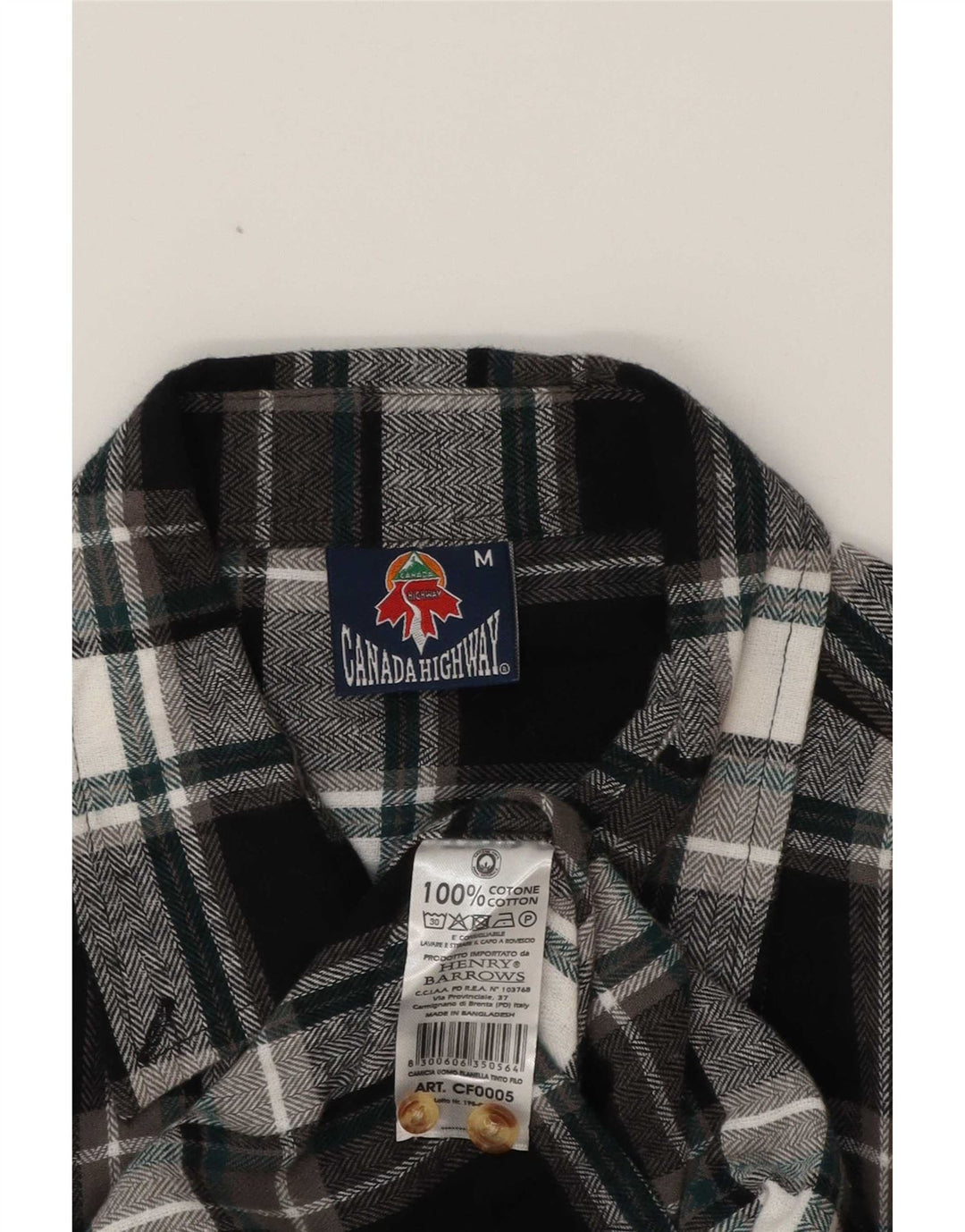 Vintage Herren-Flanellhemd, mittelgroß, schwarz kariert, Baumwolle
