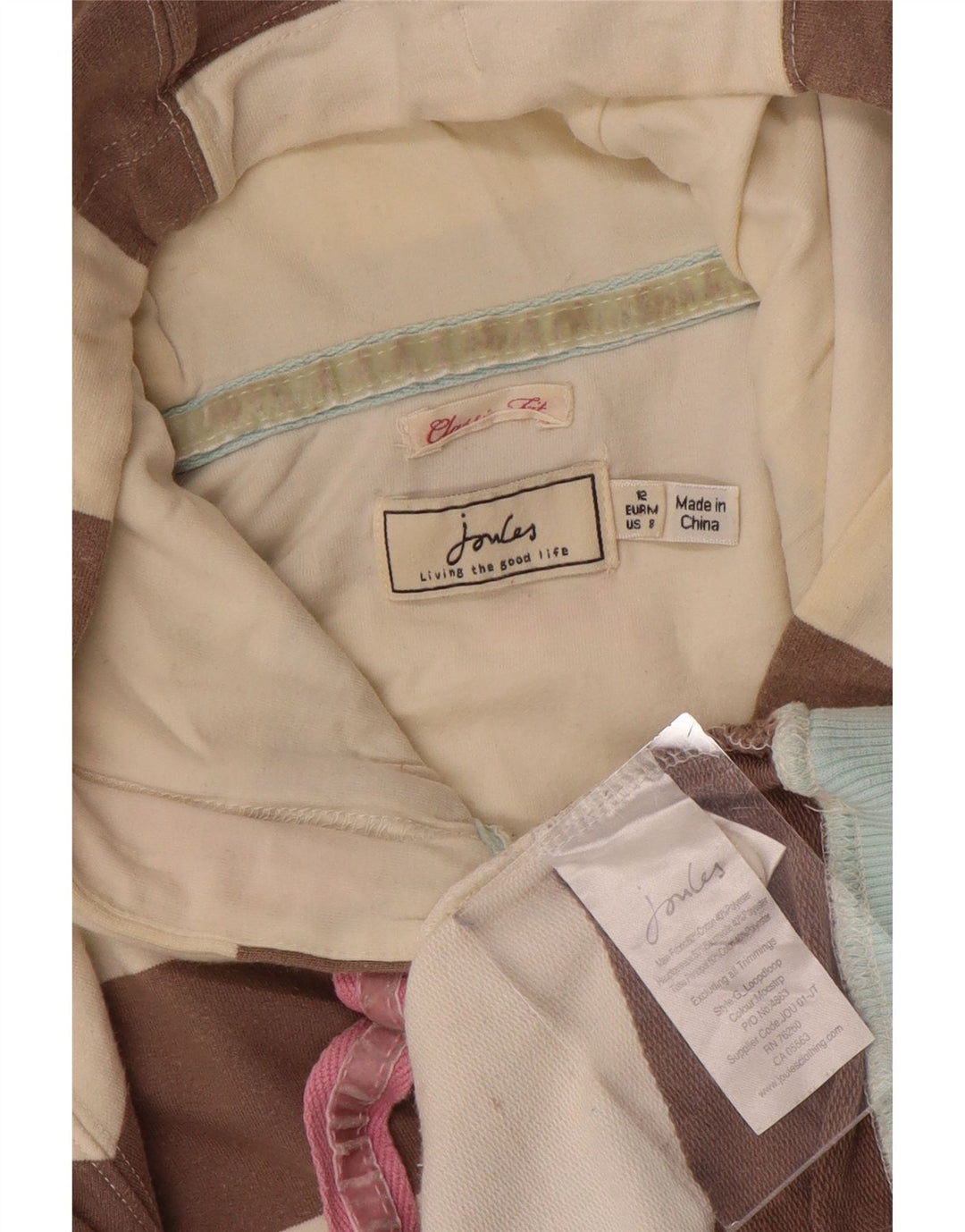 JOULES Damen-Kapuzenpullover mit klassischer Passform, UK 12, Mittelbraun gestreift