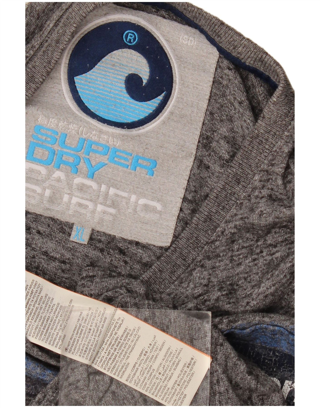 Superdry Herren Grafik-T-Shirt-Oberteil XL aus grau melierter Baumwolle