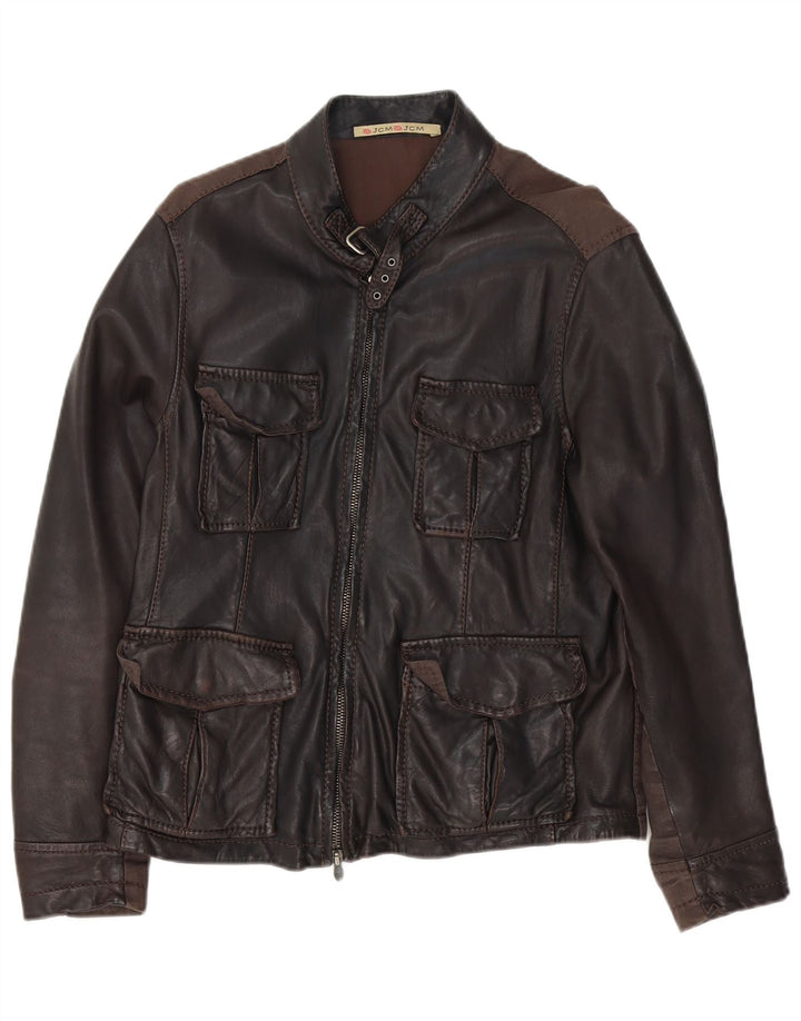 Jey Coleman Herren Lederjacke IT 50 großes braunes Leder