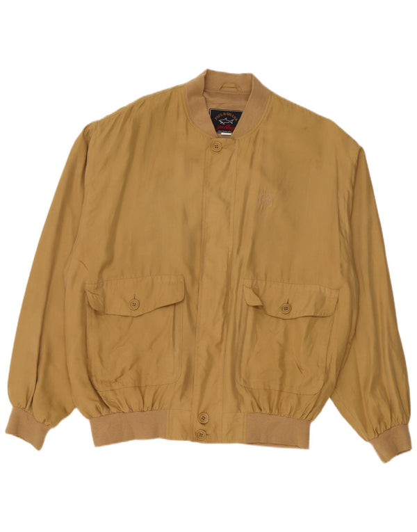 Paul & Shark Herren Bomberjacke UK 42 XL Gelbe Seide