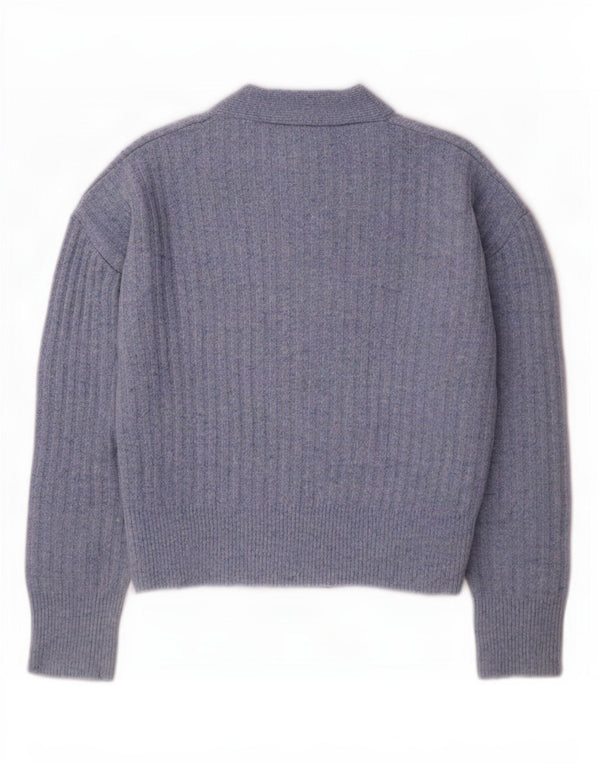 Zara Damen Crop Oversized Cardigan Pullover UK 10 Small Blau Acryl