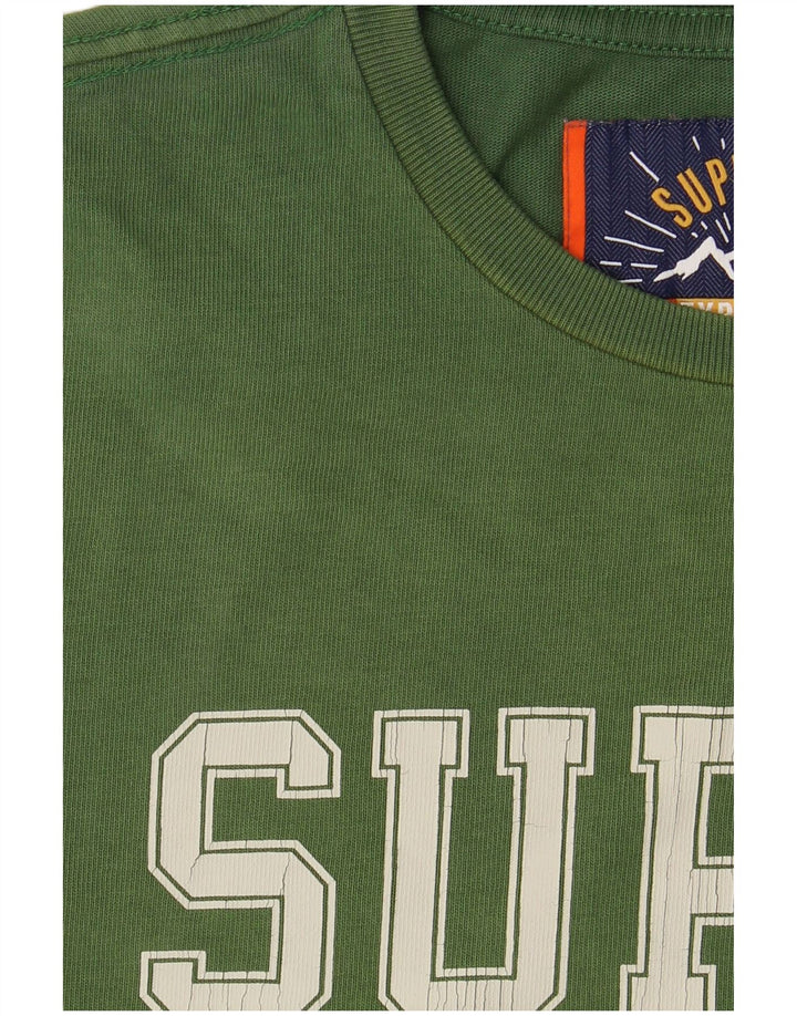 SUPERDRY Herren-T-Shirt mit Grafik, Größe S, grüne Baumwolle
