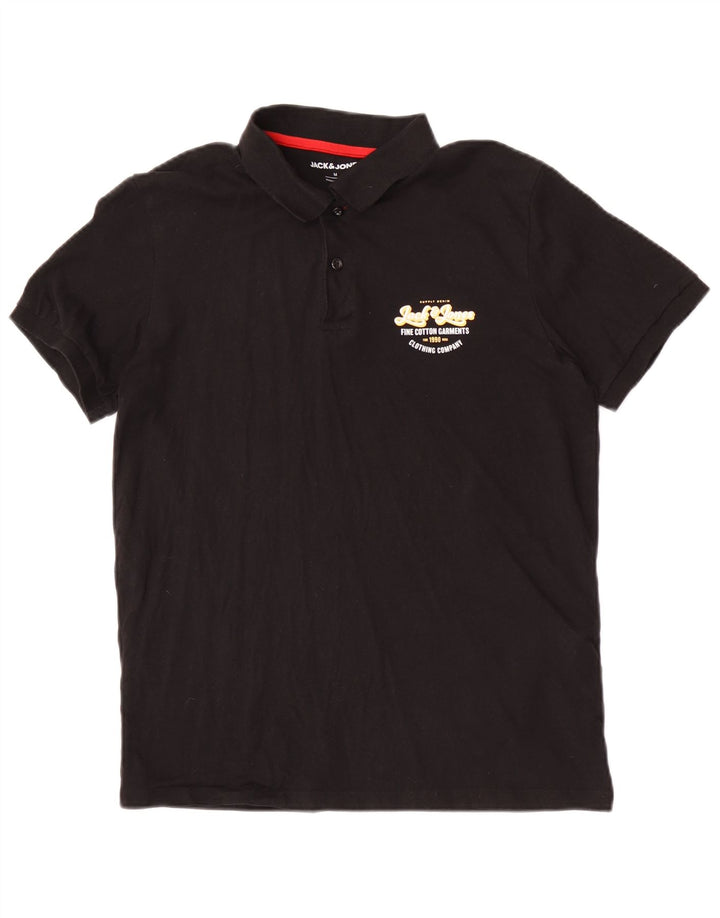 Jack & Jones Herren-Poloshirt aus mittelschwarzer Baumwolle