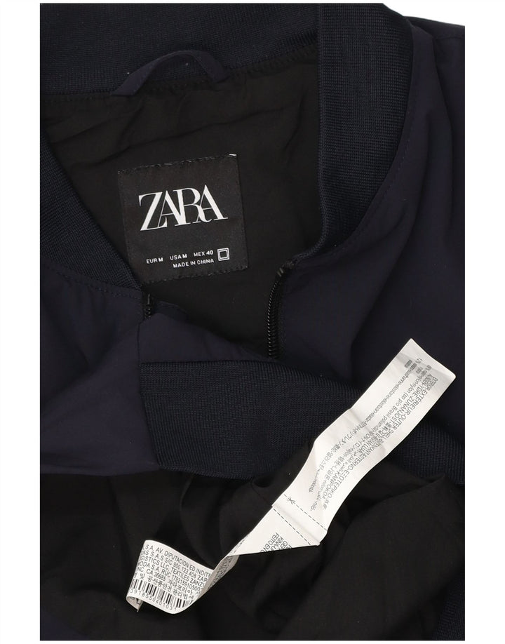 Zara Herren Bomberjacke UK 38 Medium Marineblau Nylon