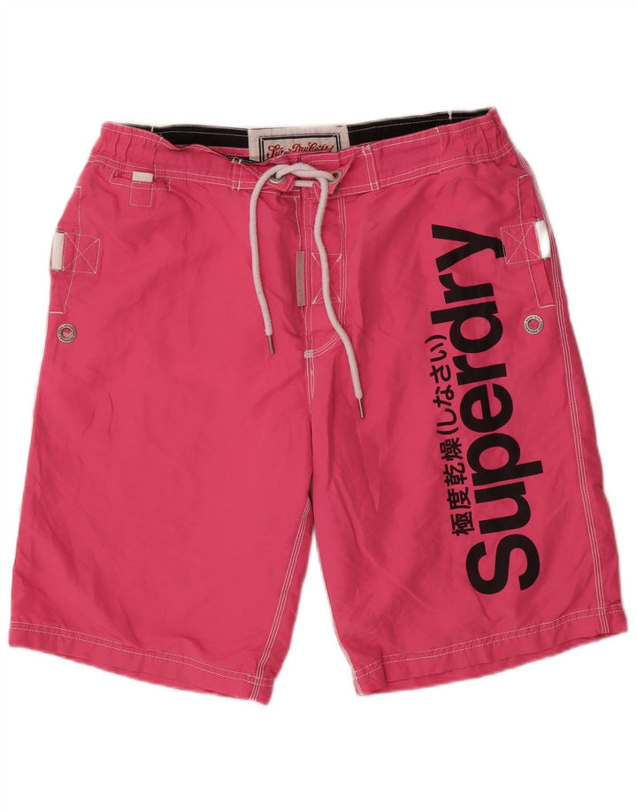 Superdry Herren-Badeshorts mit Grafik, groß, rosa, Polyester