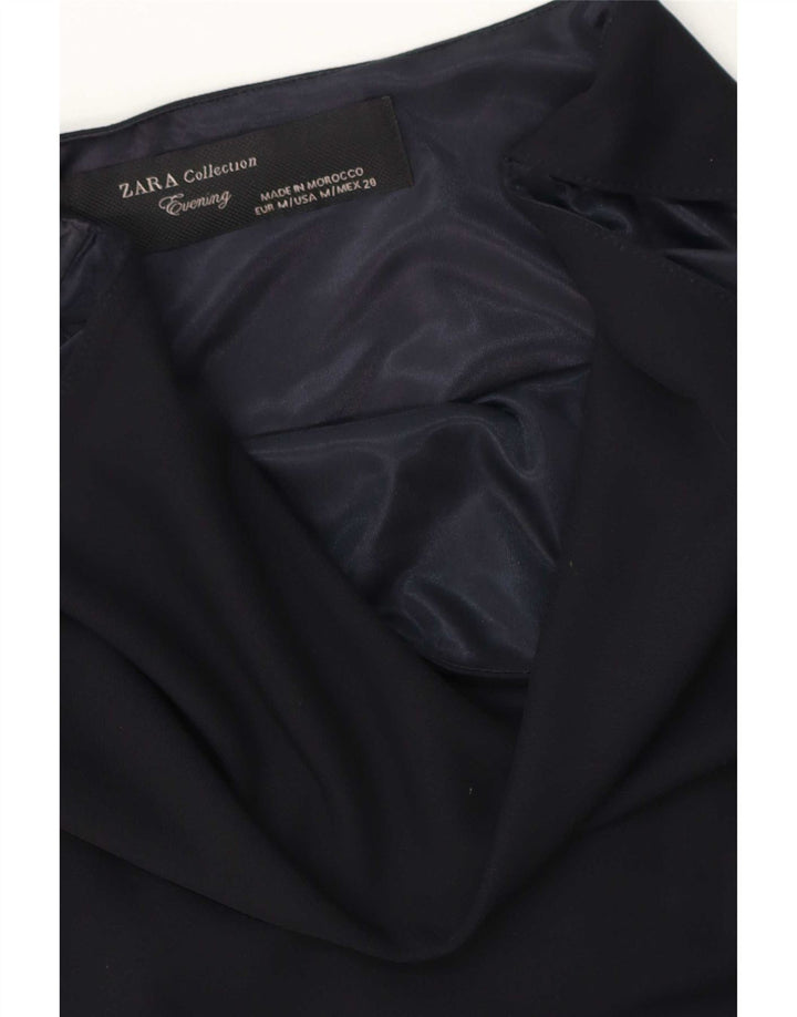 Zara Damen Ärmelloses Etuikleid UK 14 Mittel Marineblau