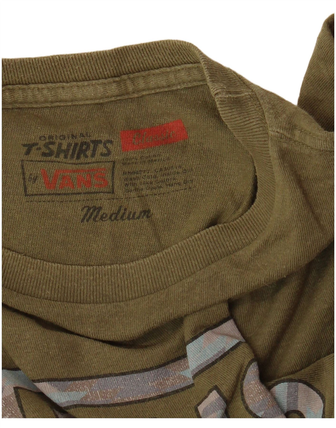 VANS Herren-T-Shirt mit klassischem Grafik-Design, mittlere Khaki-Baumwolle