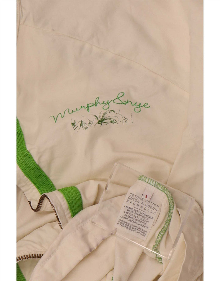 Murphy & Nye Damen Bomberjacke mit Grafik, UK 16, Größe L, weiße Baumwolle