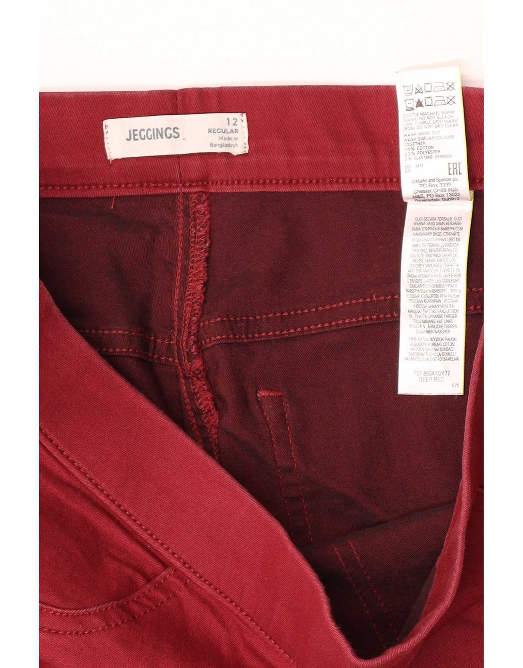 Marks & Spencer Damen Jegging-Jeans UK 12 Medium W30 L28 Rote Baumwolle