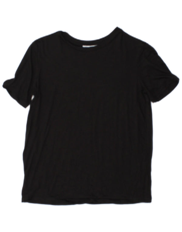 Zara Damen Crop T-Shirt Top UK 10 Small Schwarz Viskose