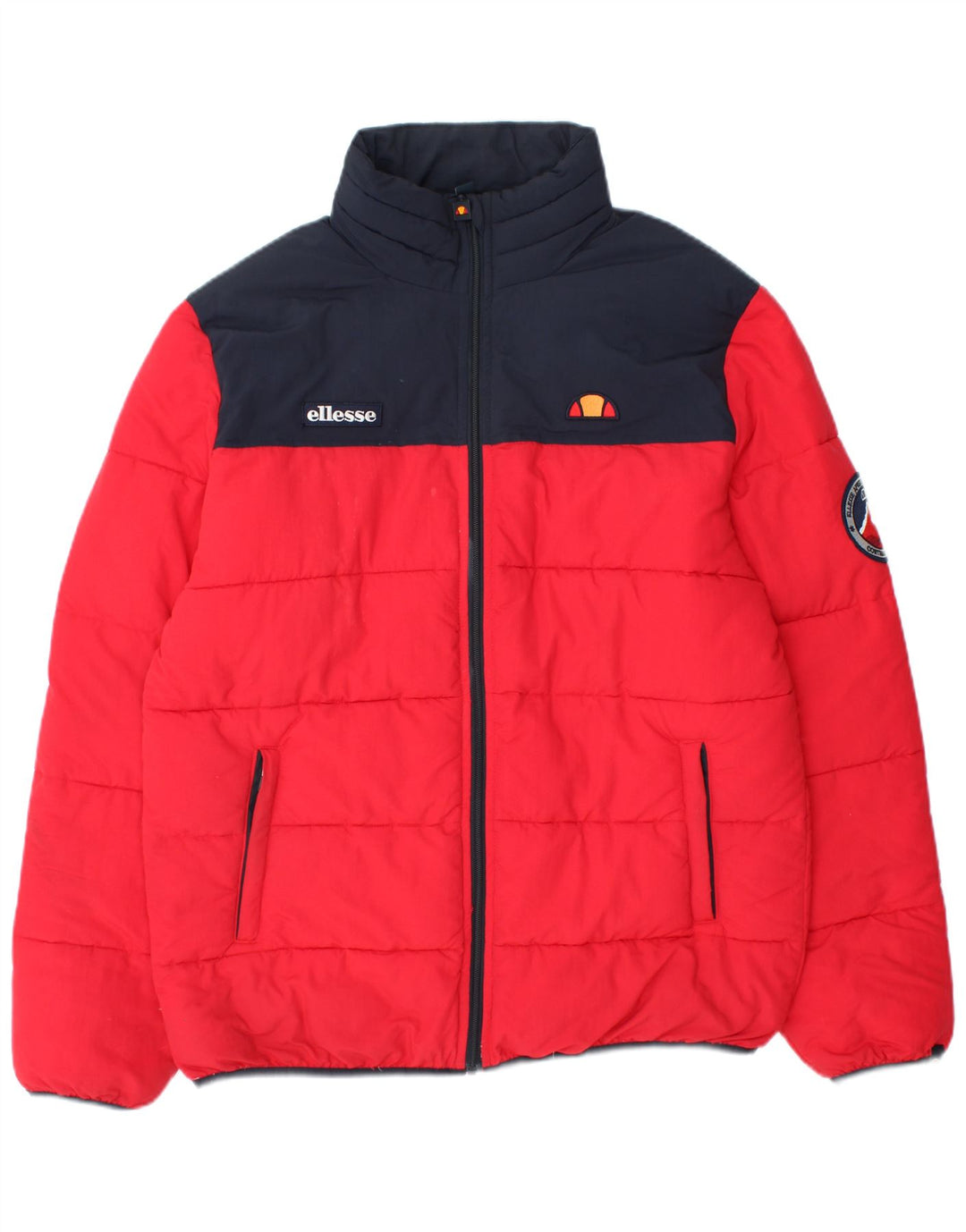 ELLESSE Wattierte Herrenjacke UK 40 Large Red Colourblock Polyamid