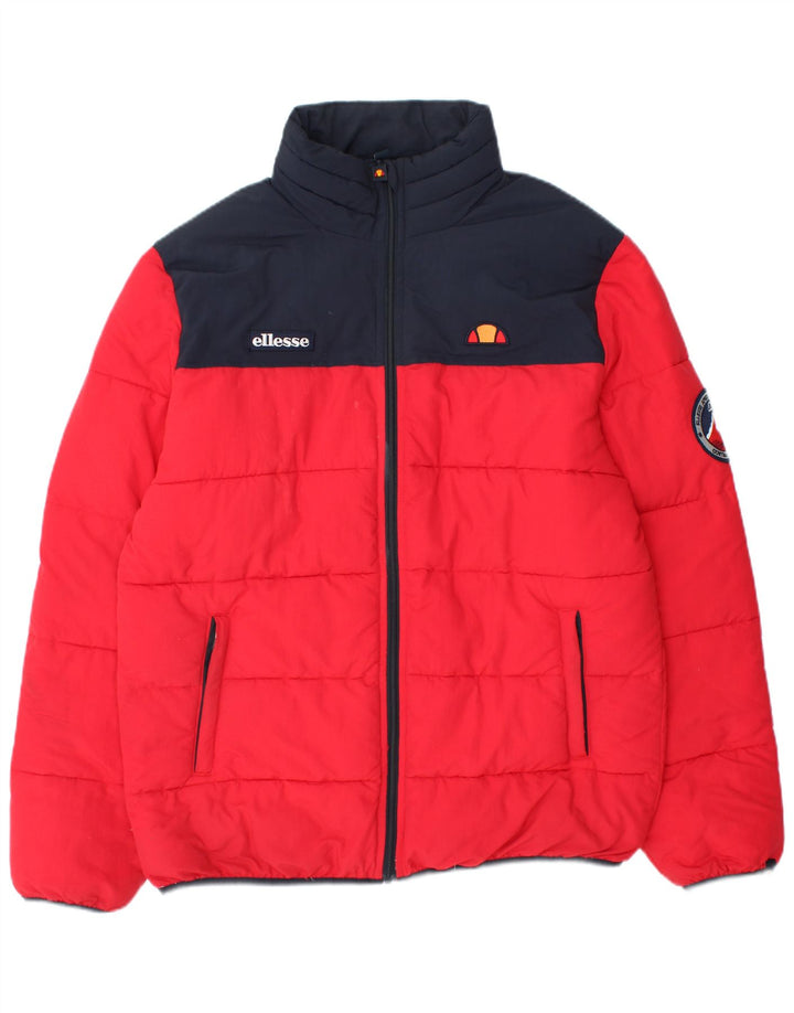 ELLESSE Wattierte Herrenjacke UK 40 Large Red Colourblock Polyamid