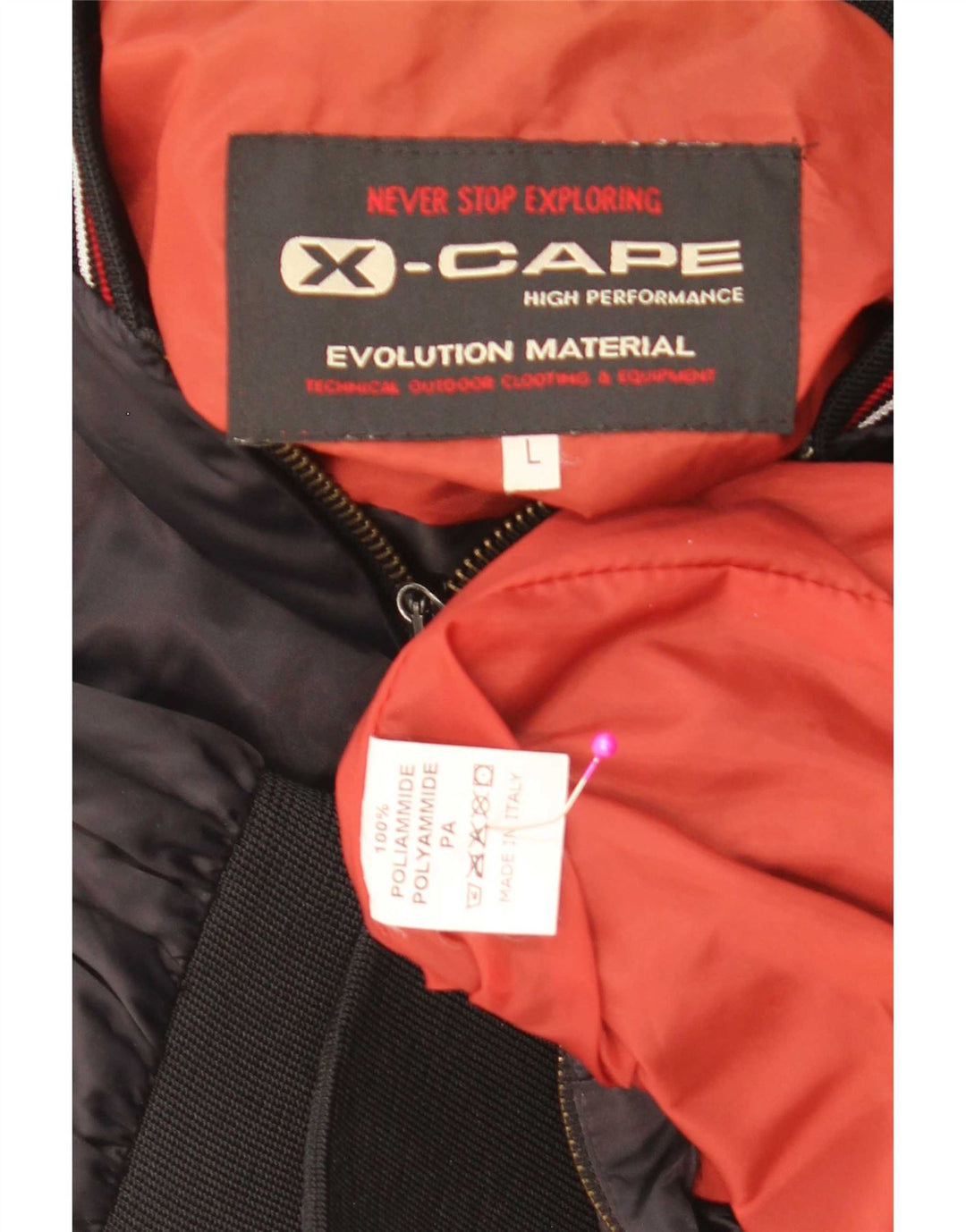 X-Cape Herren-Bomberjacke mit Grafik, UK 40, Größe L, Schwarz, Colourblock-Polyamid