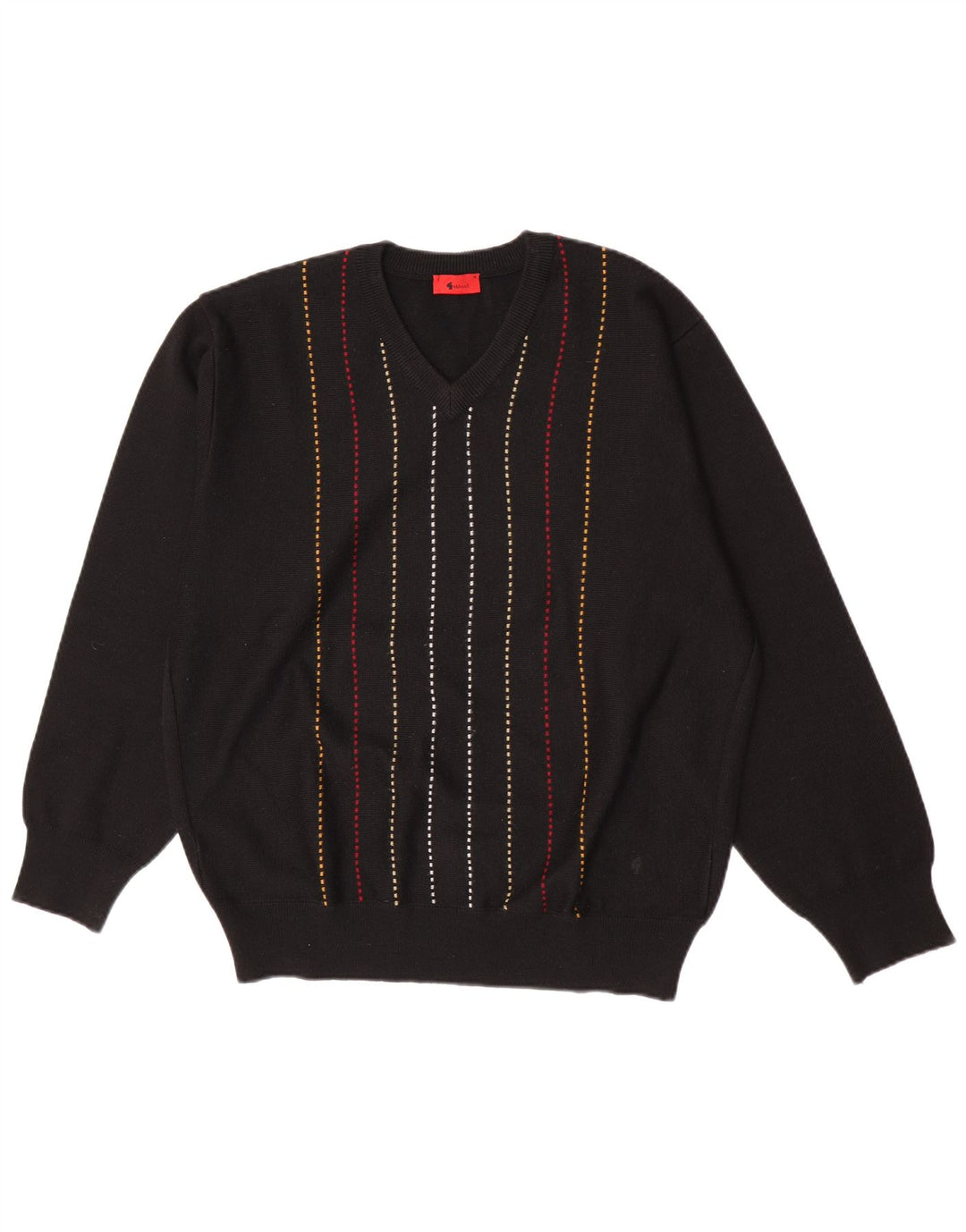 Gabicci Herren-Pullover mit V-Ausschnitt, XL, schwarz gestreift, Wolle