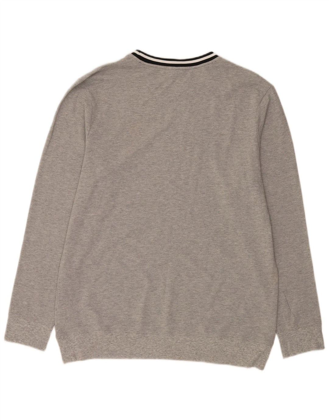 Calvin Klein Herren-Pullover mit grafischem Rundhalsausschnitt, groß, grau gestreift