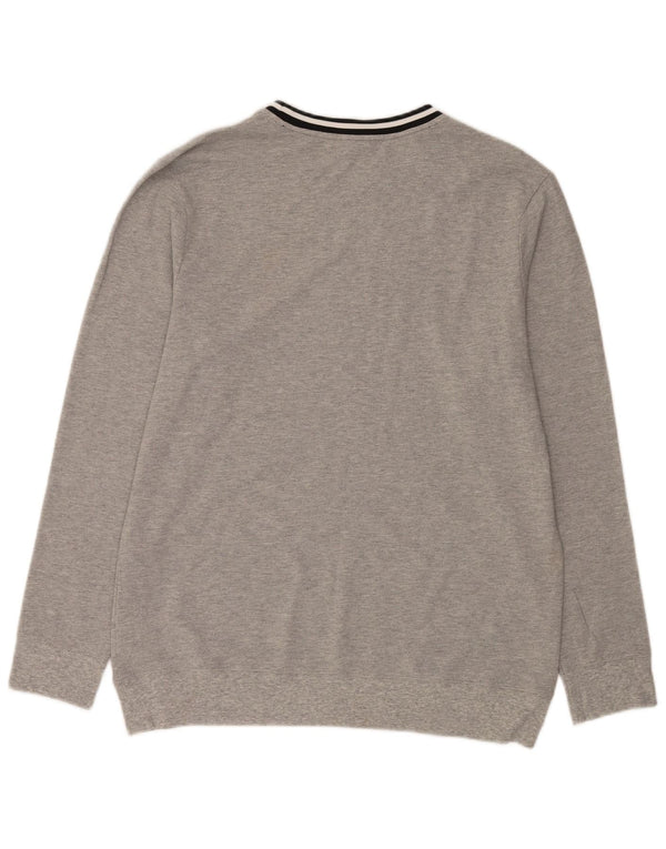 Calvin Klein Herren-Pullover mit grafischem Rundhalsausschnitt, groß, grau gestreift