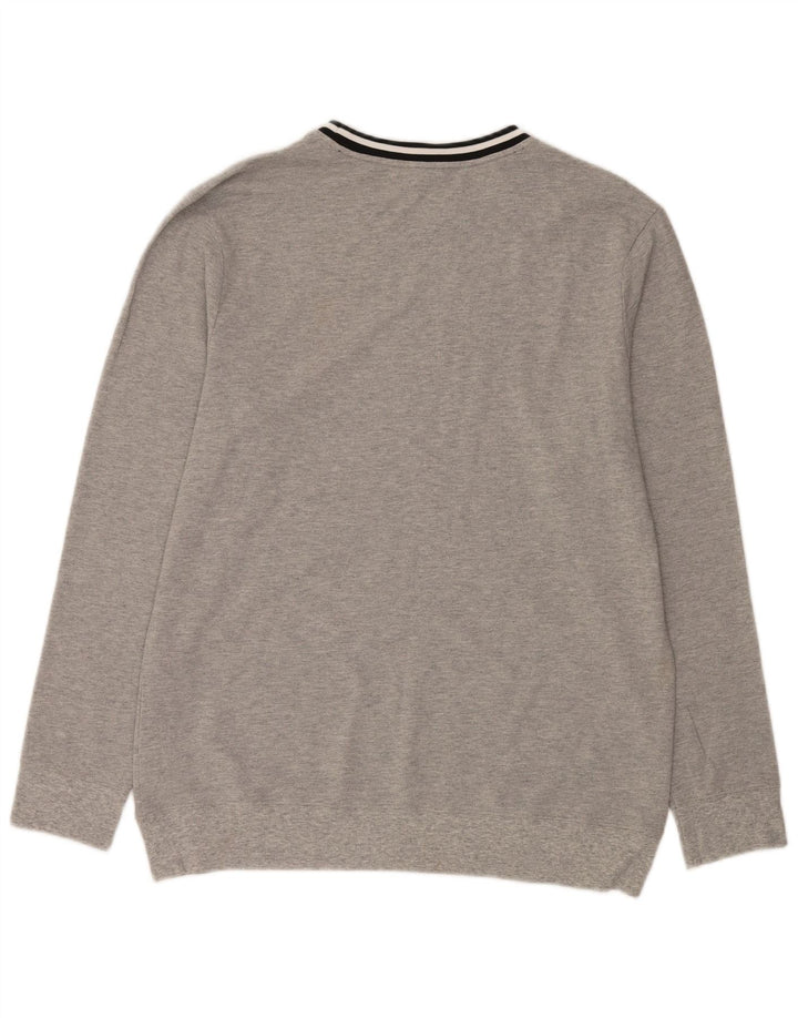 Calvin Klein Herren-Pullover mit grafischem Rundhalsausschnitt, groß, grau gestreift