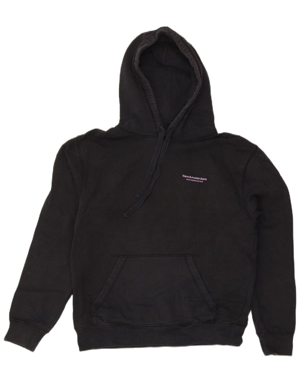 Vintage-Herren-Kapuzenpullover mit Grafik, mittlere schwarze Baumwolle