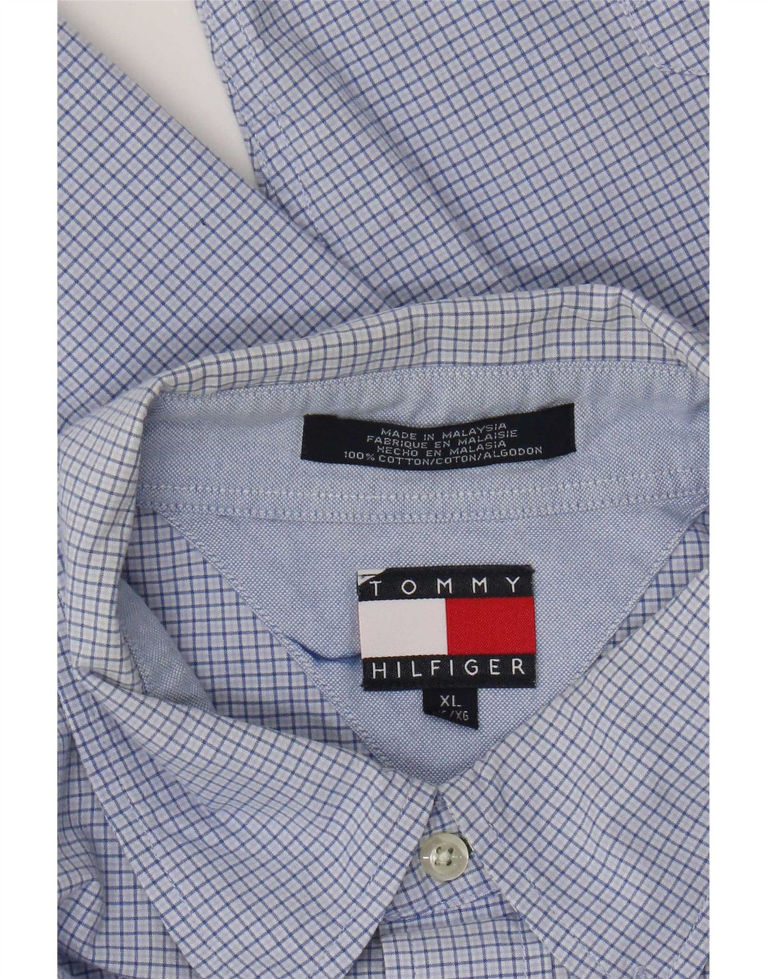 Tommy Hilfiger Herrenhemd XL, blau kariert, Baumwolle