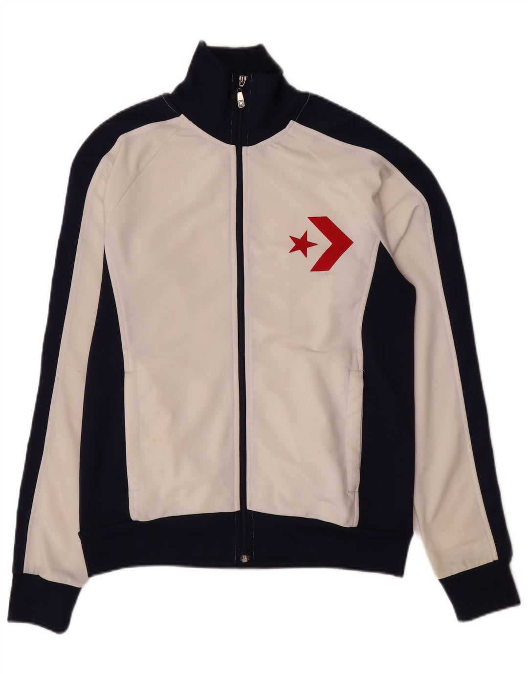 Converse Herren-Trainingsanzugoberteil mit Grafik, Mittelweiß, Farbblock
