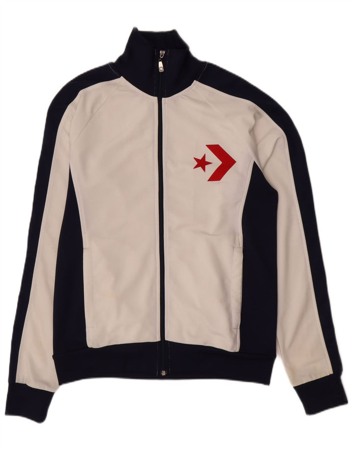 Converse Herren-Trainingsanzugoberteil mit Grafik, Mittelweiß, Farbblock