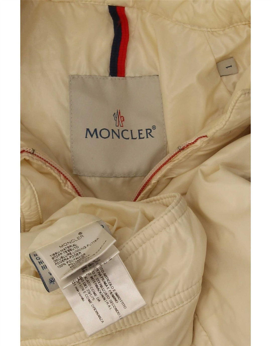 Moncler Damen Bomberjacke Größe 1 Small Off White Polyamid