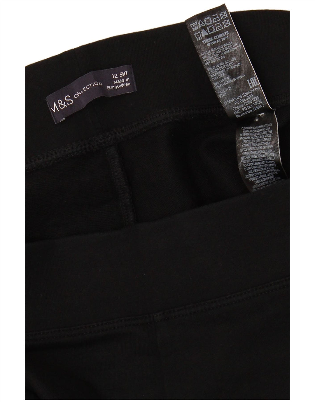 Marks & Spencer Damen Leggings UK 12 Mittelschwarze Baumwolle