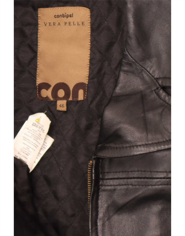 Conbipel Damen Lederjacke IT 46 Großes schwarzes Leder