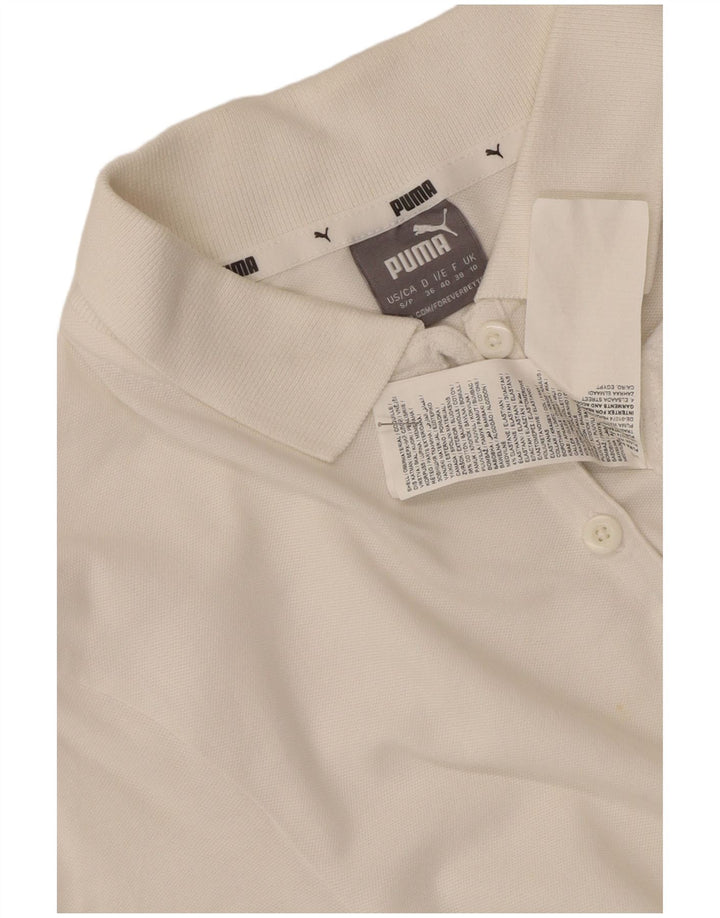 Puma Damen Poloshirt UK 10 Small Weiße Baumwolle
