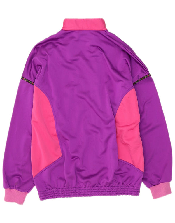 Vintage Damen Trainingsanzug Top Jacke UK 14 Large Lila Farbblock