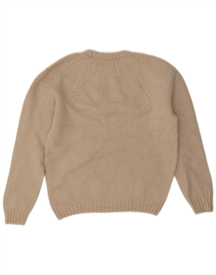 Massimo Dutti Herren-Pullover mit Rundhalsausschnitt, große beige Wolle