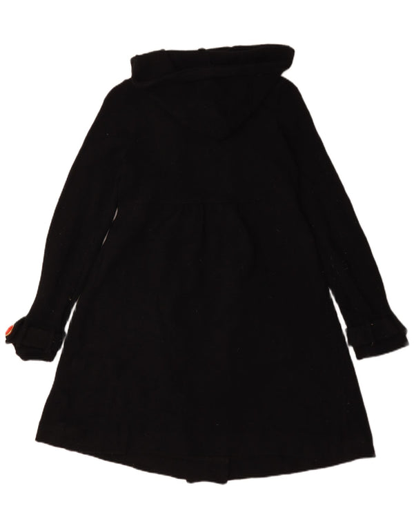 Zara Damen Kapuzen-Zweireihermantel UK 10 Small Schwarze Wolle